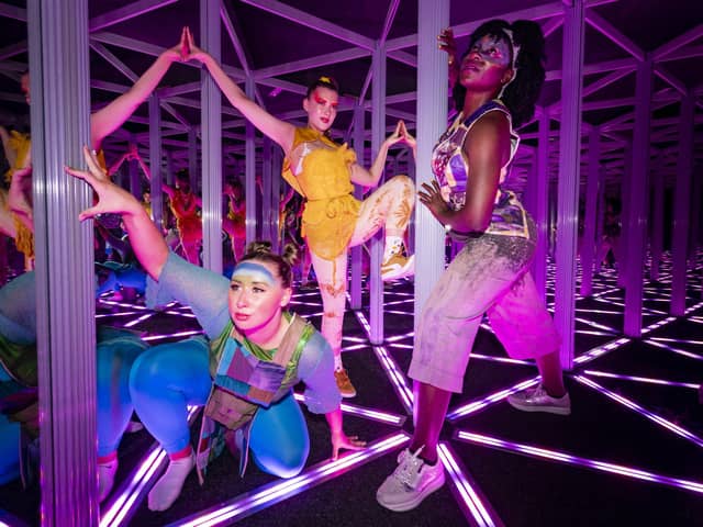 Sophie Douglas, Emmanuella Damptey and Caitlin Anderson played aliens from the planet Hanyana in the Fringe show WeCameToDance. Picture: Ian Georgeson