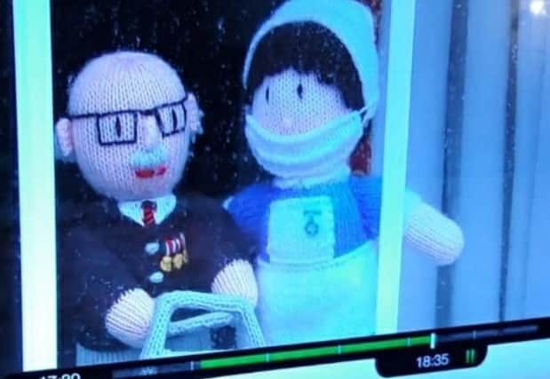 Sheila spotted her knits on display in Captain Tom's window