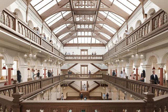 The reimagined grand saloon seen from the first floor perspective (Photo: David Chipperfield Architects).