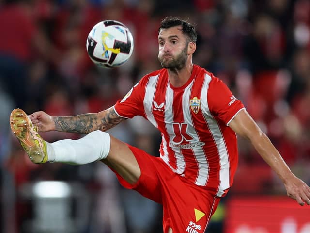 Brazlian striker Leo Baptistao of UD Almeria in action earlier this month. Hearts will take on the La Liga side in a friendly in Malaga on Sunday. Picture: Clive Brunskill/Getty