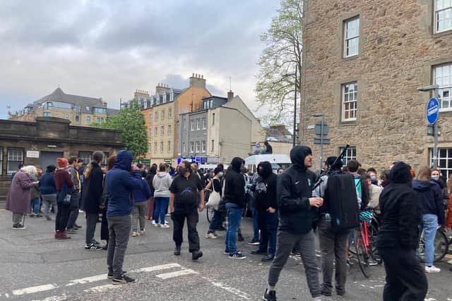 Edinburgh residents stood in NIcholson Square for hours waiting for immigration officers to leave