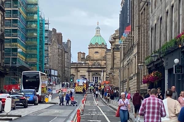 Incident at the George IV Bridge in Edinburgh at the Royal Mile with fire appliances in attendance (Photo: Lisa Ferguson).