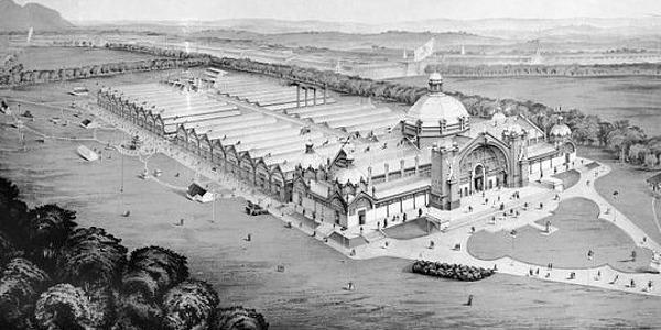 The main hall for the 1886 Edinburgh International Exhibition was a huge, sprawling building filled with all manner of curiosities for the exhibition and occupied approximately half of the Meadows park. An Act of Parliament prevented it from being retained.
