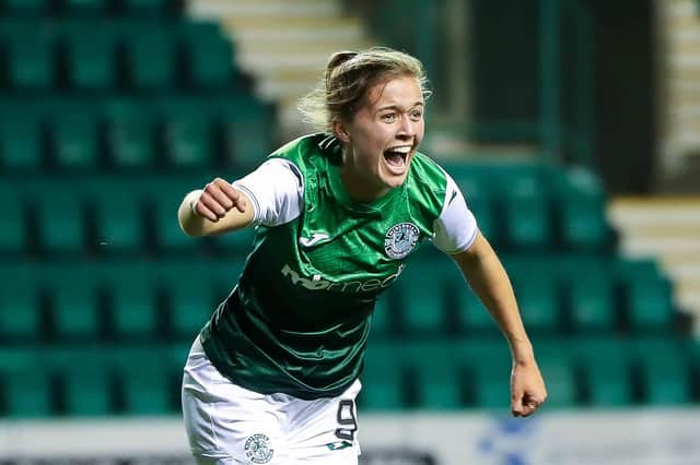 Eilidh Adams scored the winner - her second goal for Hibs at Easter Road this season after netting in the 3-0 victory over Hearts in September. Picture: Hibernian Women