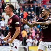 Lawrence Shankland and Josh Ginnelly proved to be a fruitful partnership for Hearts. Will they both be in maroon next season? Picture: SNS