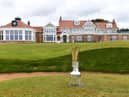 The AIG Women's Open Trophy sits on the 18th green at Muirfield during a media day for the R&A event on 4-7 August. Picture: Mark Runnacles/R&A/R&A via Getty Images.