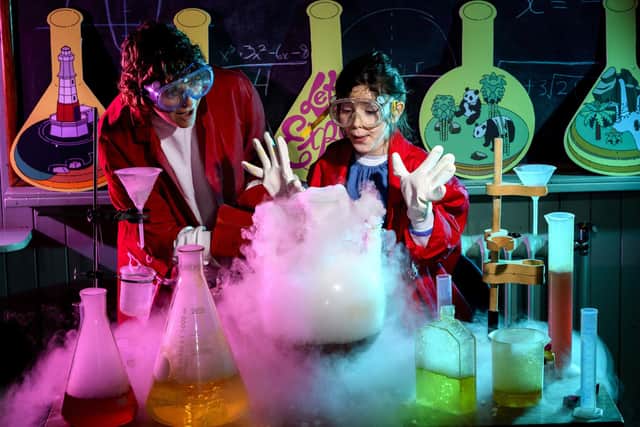 Stephanie Maia and her daughter Valentina experimen with dry ice at Summerhall, one of the venues in this year's Edinburgh Science Festival. Picture: Ian Georgeson