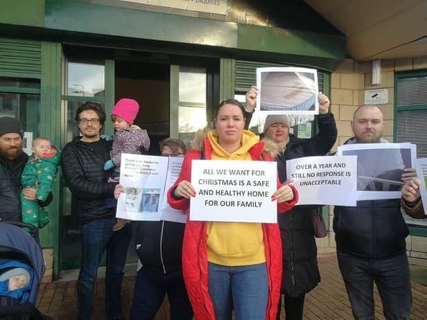 Families protested about living in mouldy homes in Edinburgh