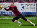 Hearts' Ross Stewart warms up ahead of a Betfred Cup match between Hearts and Raith Rovers (Photo by Bill Murray / SNS Group)