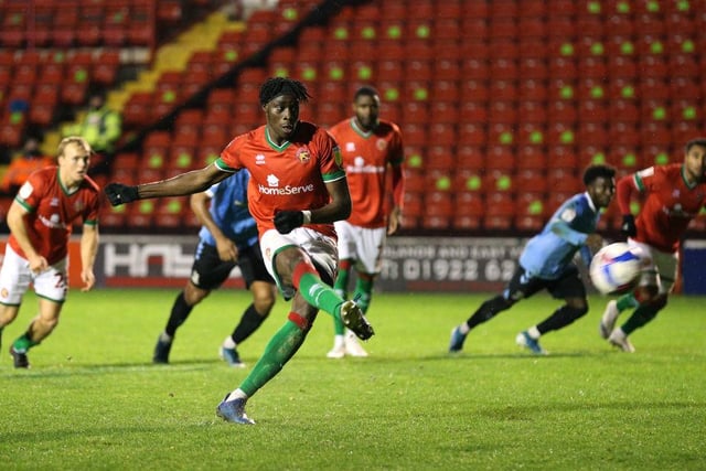 For all of Acquah's delight at bagging a late winner, Elijah Adebayo must have been gutted to have missed a penalty earlier in the game. The Walsall man has been in decent form this season, hitting four goals in the league, but he saw his effort from 12 yards cannon off the crossbar on Saturday. (Photo by Alex Pantling/Getty Images)