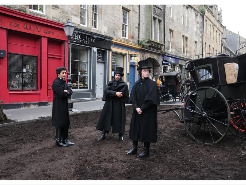 Cast extras on set during the filming of Guillermo del Toro's Frankenstein in Edinburgh. Picture date: Friday September 13, 2024.