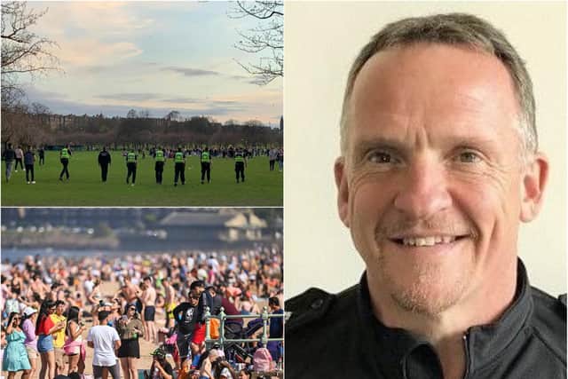 Edinburgh’s police chief is urging the public to stick to the government’s Covid regulations on gatherings at beauty spots as Scotland’s ‘stay at home’ order changes to ‘stay local’ in time for Easter weekend. Pictures: Police Scotland/JPI Media/ Anna Koslerova.