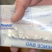 A bag of heroin shown by police after a number of raids - drug supply offences in Edinburgh have soared.   Picture: George McLuskie/UNS Photo