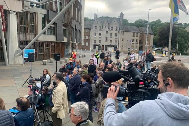 The crowd outside the Scottish Parliament. Picture: Andy O'Brien