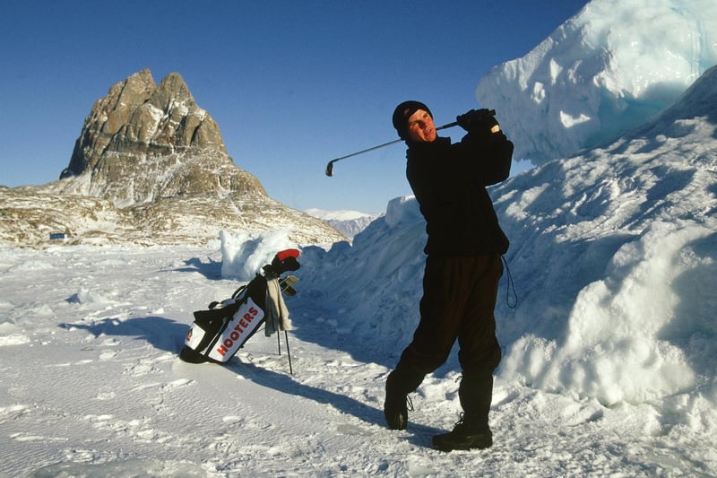 Players often tee up in minus-50-degree temperatures at this ice course set 600km north of the arctic circle. Frostbite is a very real danger if you forget to pack the right attire.