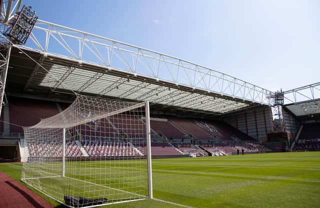Tynecastle Park resplendent in the sun. Picture: SNS