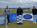 Tartan Pro Tour founder Paul Lawrie is flanked by Connor Wilson, left, and Gregor Graham before their round in the Royal Dornoch Masters. Picture: Tartan Pro Tour