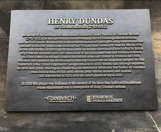 The Melville monument's new plaque denounces Henry Dundas' role in slavery