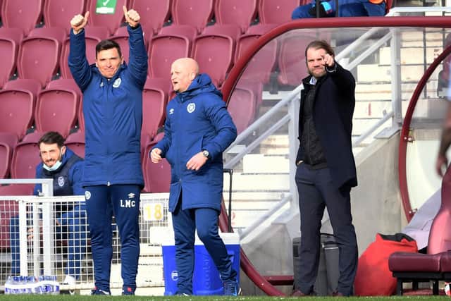 Hearts manager Robbie Neilson (right) and his assistants Lee McCulloch and Gordon Forrest.