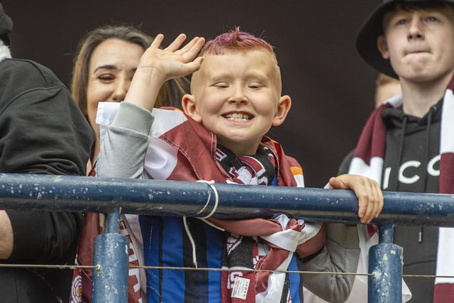 Hearts fans at Hampden for the Scottish Cup Final. Picture; Lisa Ferguson