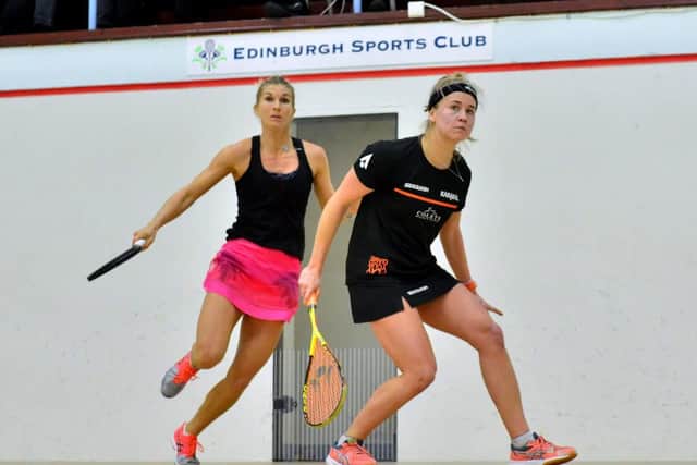 Alison Thomson, in action, against Alexandra Fuller of South Africa, will compete in at the Odense Open in Denmark next week. Picture: Steve Cubbins