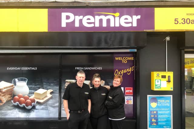 Dennis, 55, Sophie, 21, and Linda, 55 outside Premier Broadway Convenience Store in Oxgangs picture: supplied