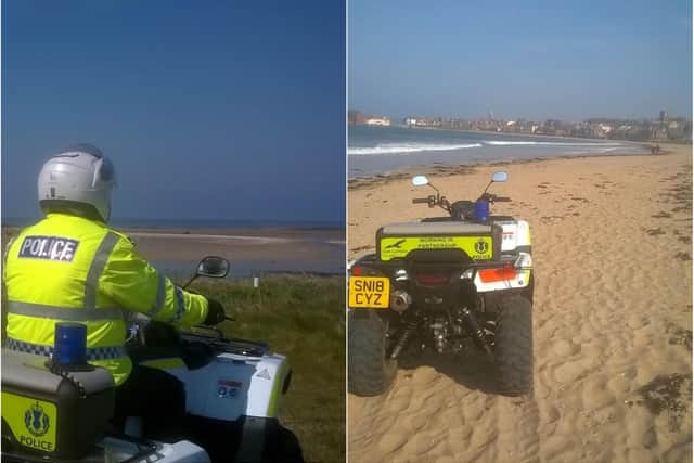 Police on quad bikes patrolled various beaches and countryside spots across East Lothian over the weekend.