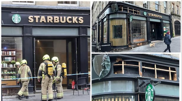Take look through our picture gallery to see the damage done to the Starbucks coffee shop on the Royal Mile after Tuesday's fire.