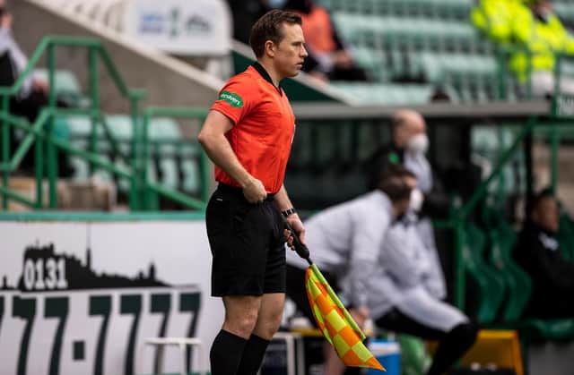 Graeme Stewart running the line during the Scottish Premiership match between Hibs and Hamilton Acadmical at Easter Road. Picture: SNS