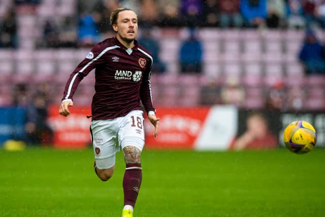 Barrie McKay in full flight for Hearts.