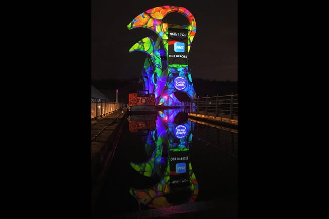 Tapestry Events with Scottish Canals lighting The Falkirk Wheel to celebrate the NHS.