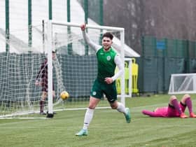Connor Young celebrates a goal for Hibs Under-18s in a derby win against Hearts. Picture: Maurice Dougan