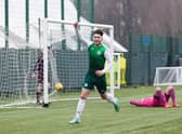 Connor Young celebrates a goal for Hibs Under-18s in a derby win against Hearts. Picture: Maurice Dougan