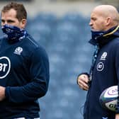 Scotland skipper Fraser Brown with head coach Gregor Townsend during the Captain's Run at BT Murrayfield ahead of the Georgia game. Picture: Craig Williamson/SNS
