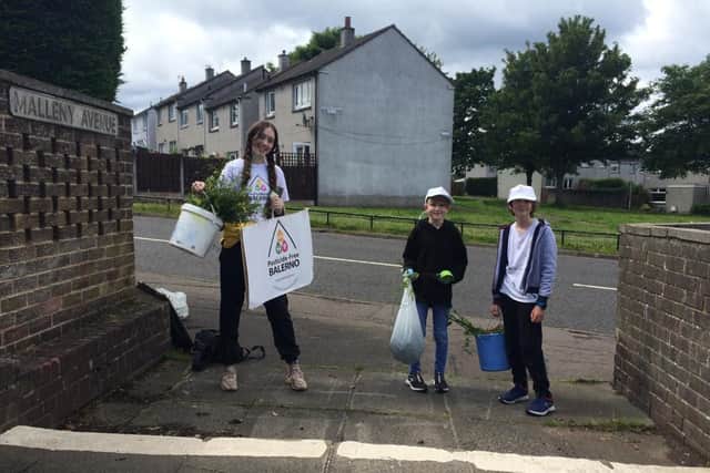 Members of Pesticide Free Balerno remove weeds by hand.