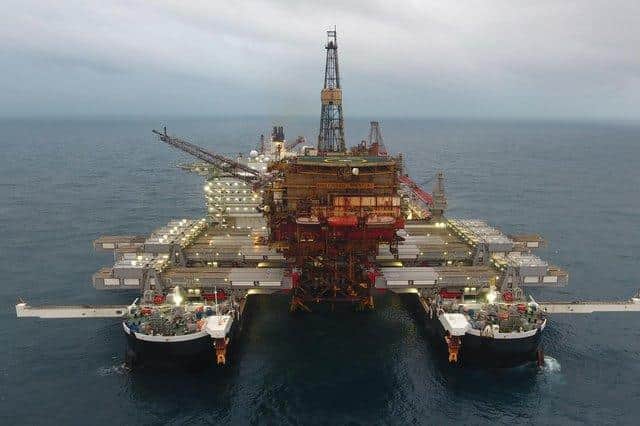 Pioneering Spirit, the world's largest construction vessel, took part in a major marine operation in the Forth.