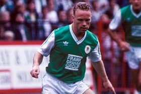 Mickey Weir in action for Hibs after returning from his brief stint at Luton
