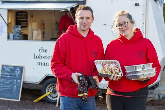 Stewart Pearson, with his partner Gemma McCann,  his business The Lobster Man runs from his catering van parked in Fenton Barns