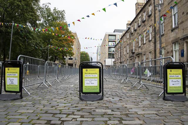 Students arriving for freshers' week were met by signs and barriers designed to help them maintain social distancing and stick to the Covid rules (Picture: Lisa Ferguson)
