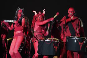 The Beltane Fire Society band provided a thunderous percussive heartbeat to the event
