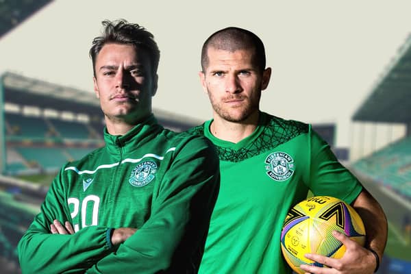 Melker Hallberg, left, and Alex Gogic have both impressed in the Hibs midfield this season - is there room for both of them in the middle of the park?