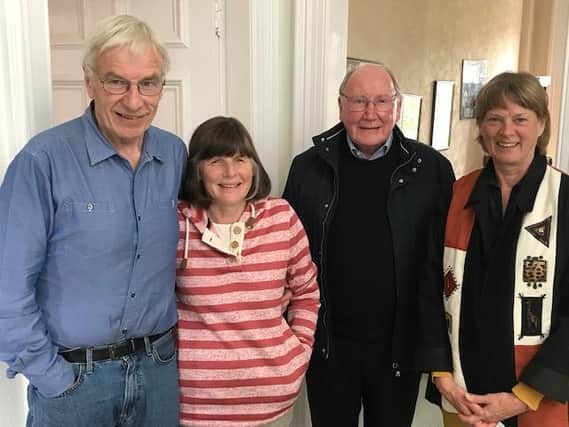Very Rev Colin Sinclair and his wife Ruth,(Colin, former Moderator of the Church of Scotland) Harvey Stalker (chair of HotM) and Ruth Aird interviewer.