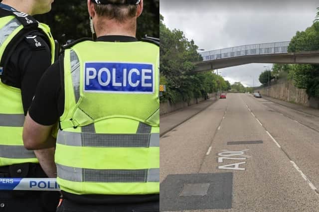 Police were called to the footbridge over Lanark Road after a report of children throwing objects at vehicles.