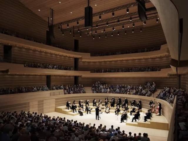 An artist's impression of inside the new Dunard Centre concert hall. Image: David Chipperfield Architects/ Hayes Davidson.