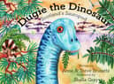 Shalla Gray's stunningly illustrated front cover of new children's book, Dugie the Dinosaur