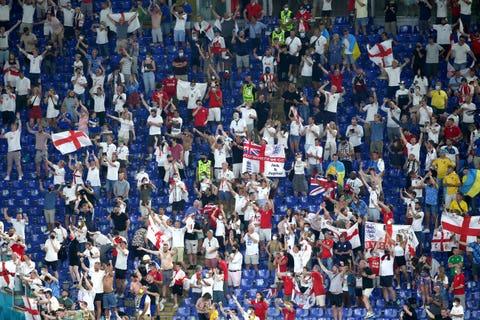 England fans watching the game at the Stadio Olimpico in Rome celebrated as the team won against Ukraine