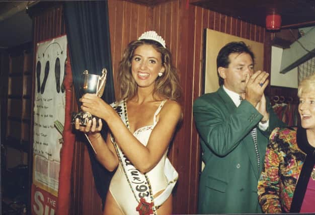 Edinburgh beauty Queen Sarah MacRae winning her Miss Scotland title in 1993 at Bonkers Showbar in Glasgow.