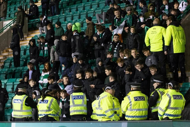 Hibs fans at the end of the match