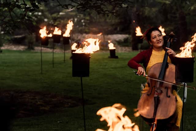 Musician Su-a Lee helped launch this year's EIF programme at the Royal Botanic Garden. Picture: Ryan Buchanan