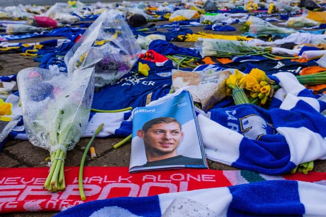 Tributes at Cardiff City Stadium for footballer Emiliano Sala, who died in a plane crash on his way to join Cardiff City from Nantes FC.